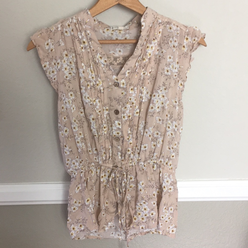 Pink floral blouse